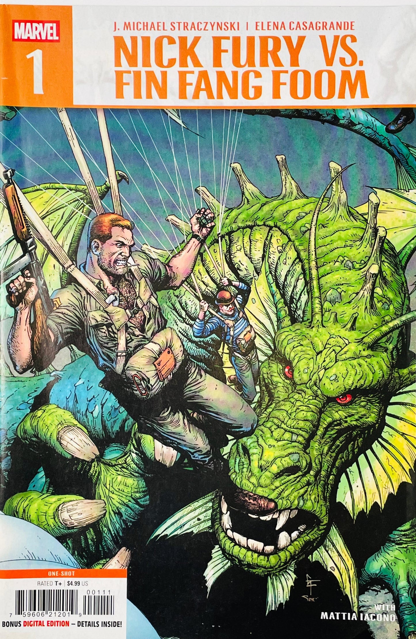 Nick Fury vs. Fin Fang Foom #1 — Elena Casagrande Variant Cover (2025)