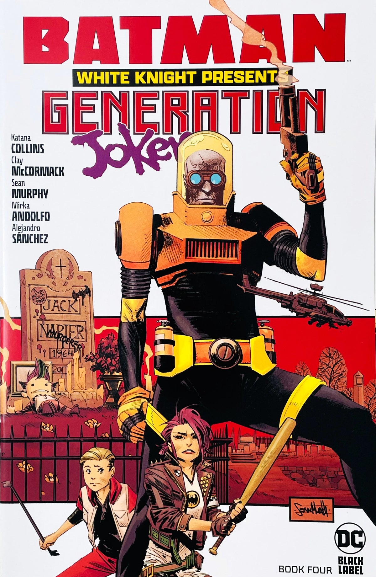 Batman White Knight Presents Generation Joker #4 2023 DC Black Label Mirka Andolfo Variant Cover featuring a retro robot character with Jackie and Bryce