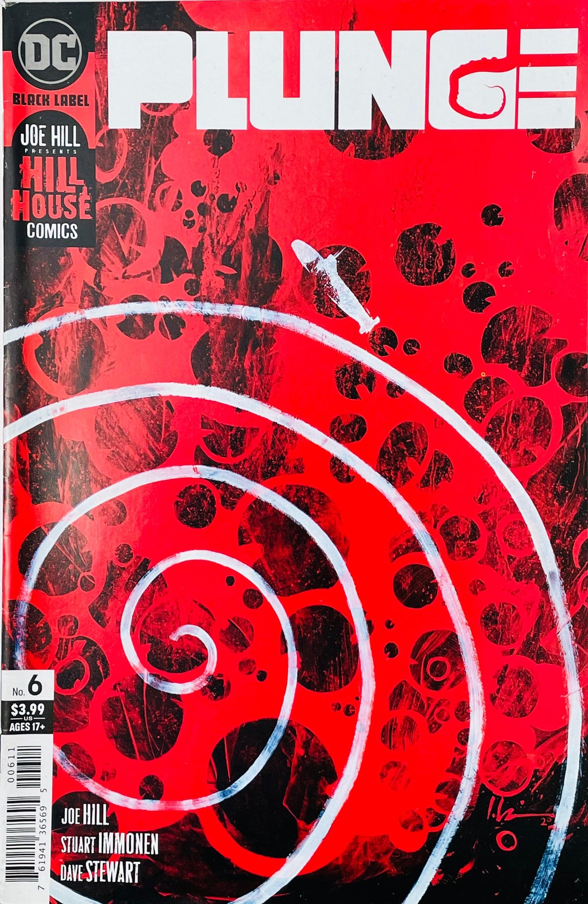 Plunge issue 6 variant edition comic book published by DC Black Label Hill House Comics featuring red abstract sonar vortex cover art by Jeremy Wilson.