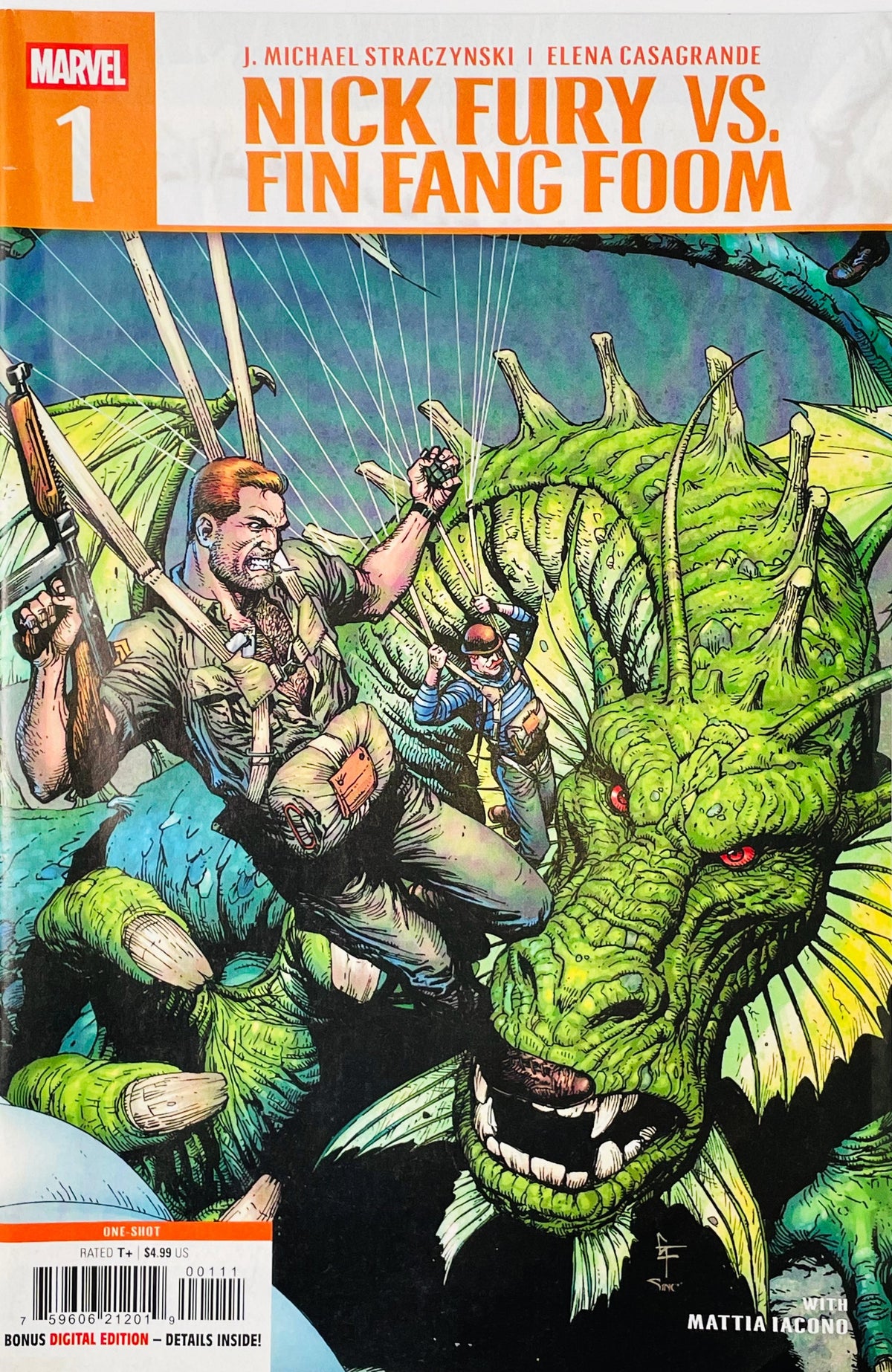 Nick Fury vs. Fin Fang Foom #1 — Elena Casagrande Variant Cover (2025)