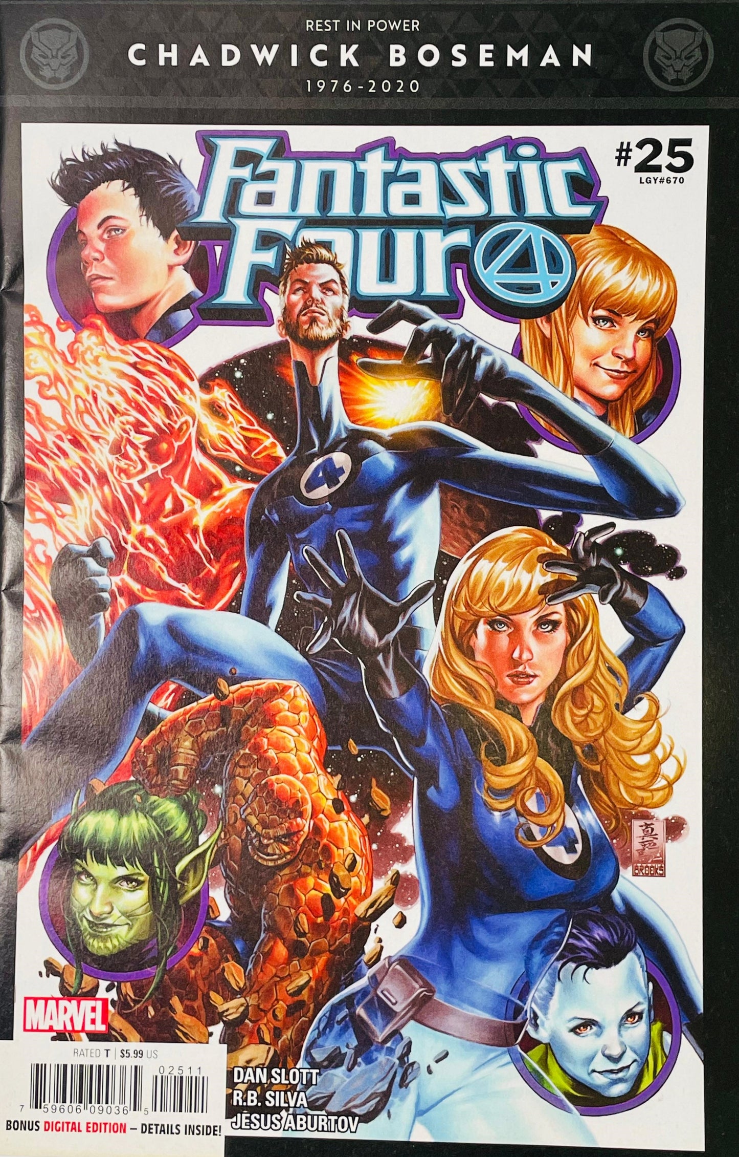 Fantastic Four #25 — Mark Brooks Chadwick Boseman Tribute Cover (2020)