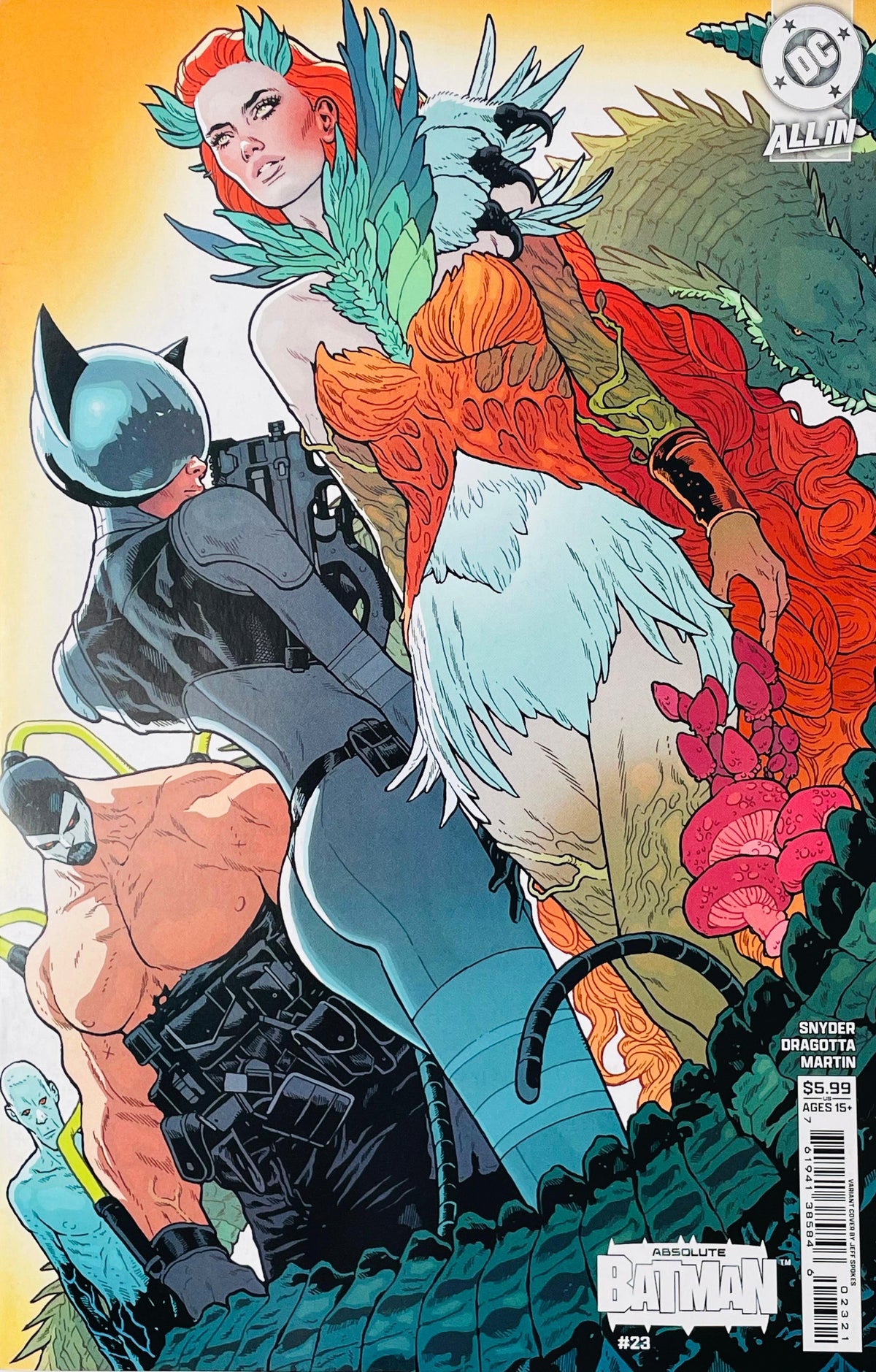 Comic book cover for Batman #223 featuring a stylized illustration of Batman in black crouching in the foreground, with a woman in a flowing orange and white dress behind him and a bird-like figure with red hair and teal feathers above. The DC All-Star Comics logo appears in the top right, and the DC Comics logo is visible at the bottom right.