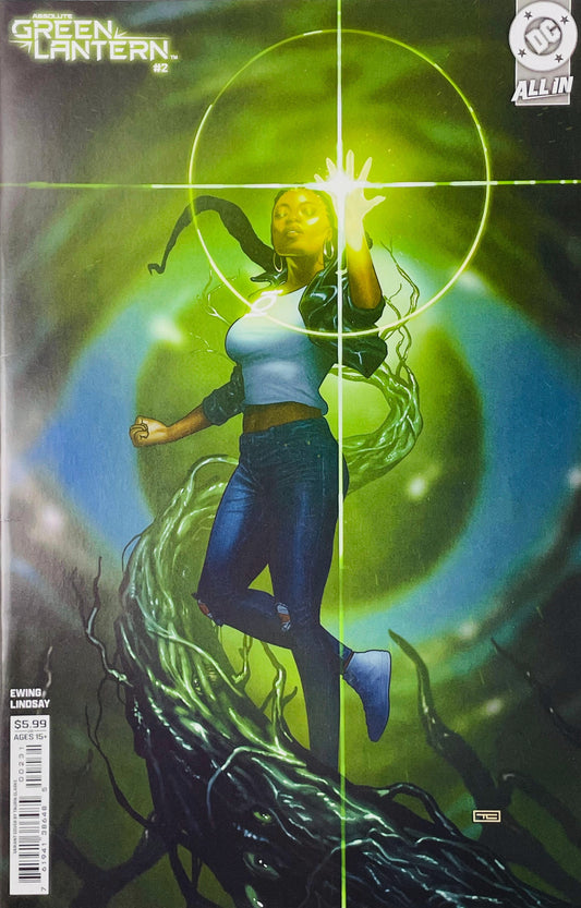 Absolute Green Lantern #2 Taurin Clarke Card Stock Variant Cover featuring Jo Mullein surrounded by glowing green Lantern energy