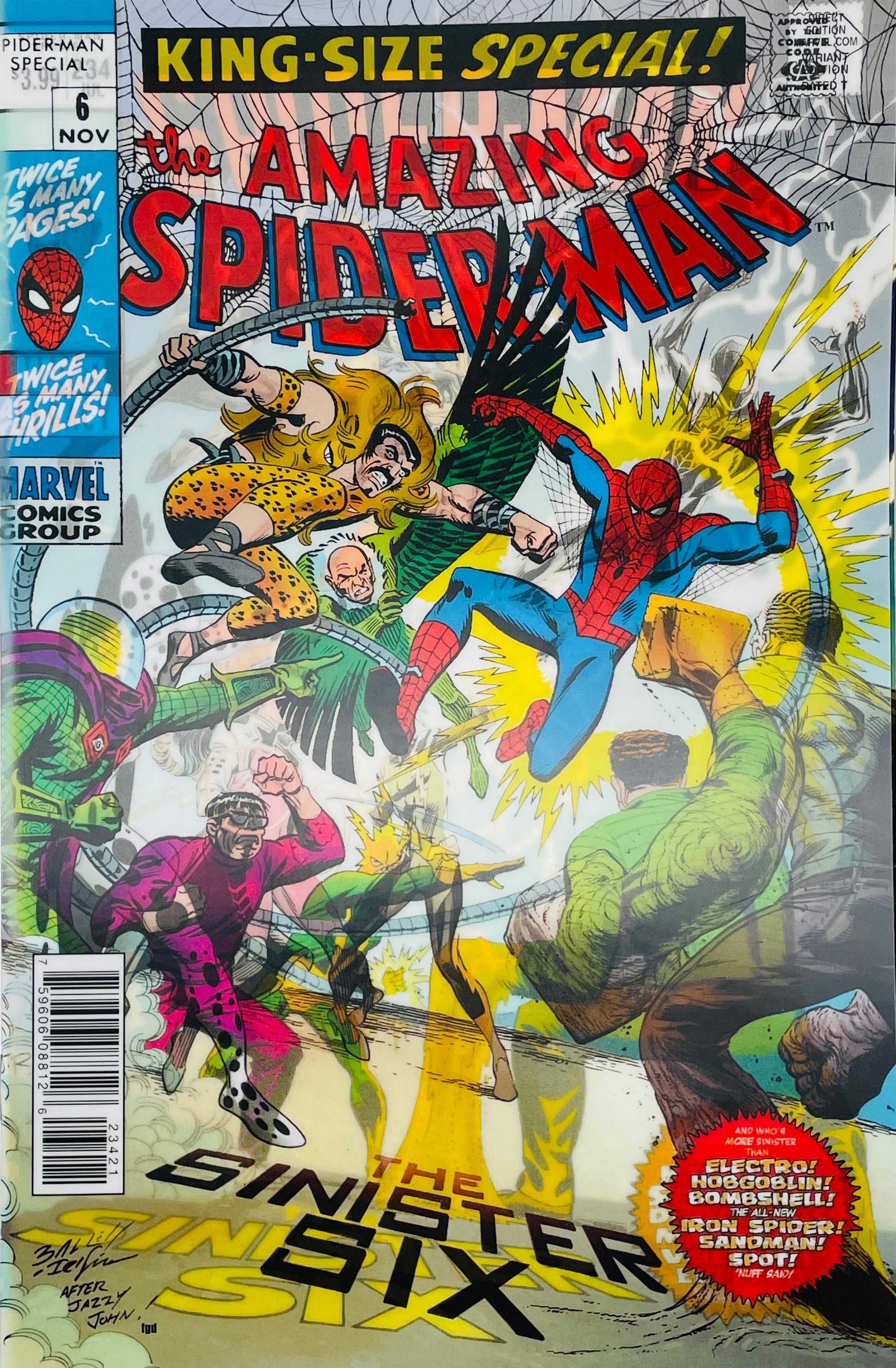 The Amazing Spider-Man issue 234 3D motion lenticular cover paying homage to Annual 1 featuring Spider-Man battling the Sinister Six.