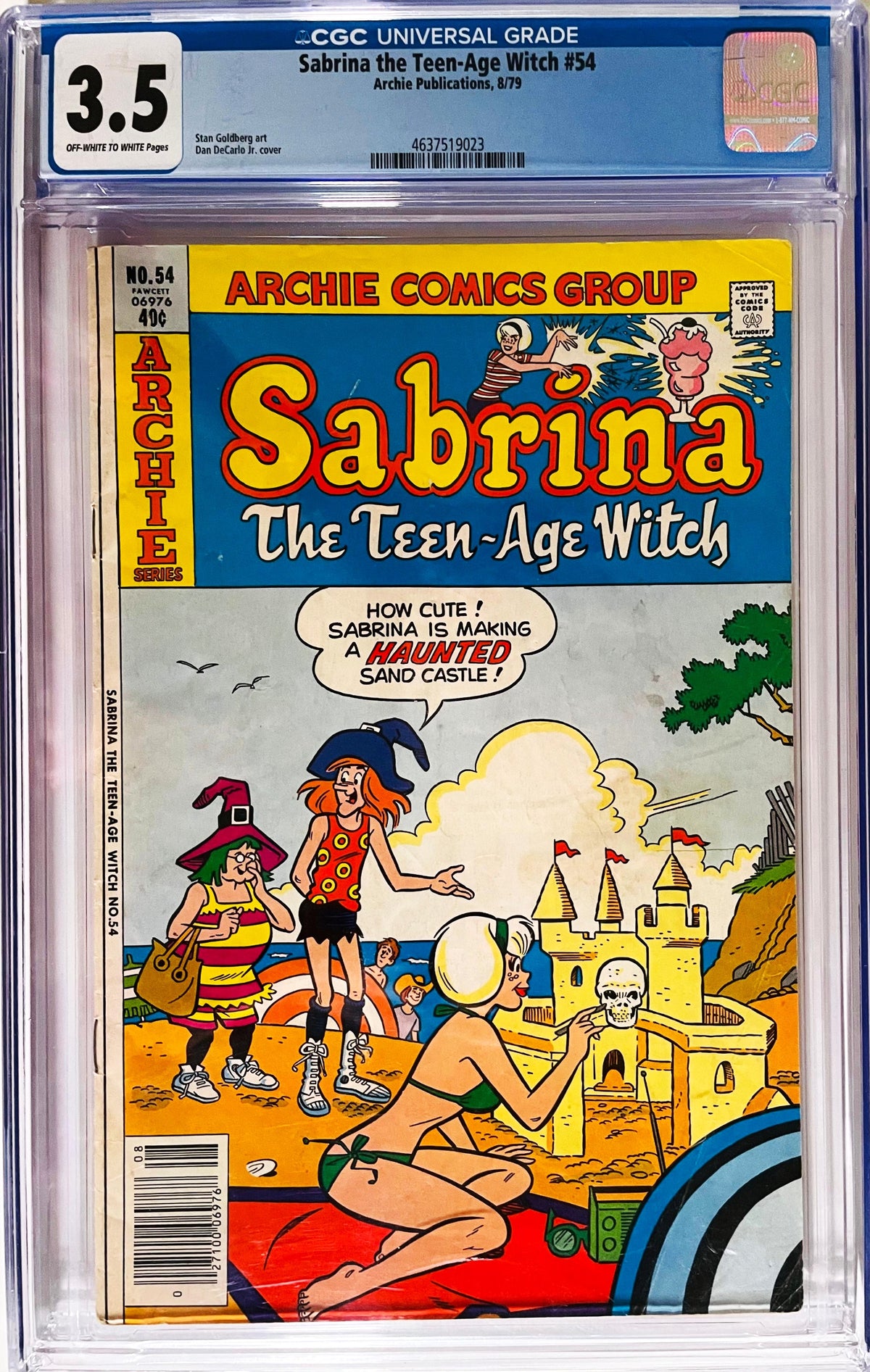 Sabrina the Teen-Age Witch #54 August 1979 Archie Comics CGC 3.5 slabbed comic featuring Sabrina at the beach with a haunted sand castle