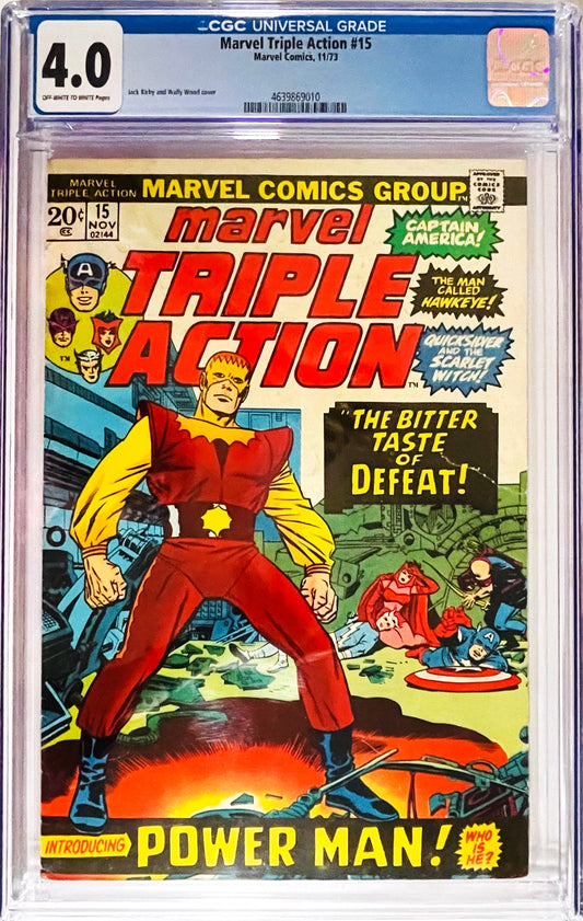 Marvel Triple Action #15 November 1973 Marvel Comics CGC 4.0 slabbed comic featuring Power Man and the Avengers