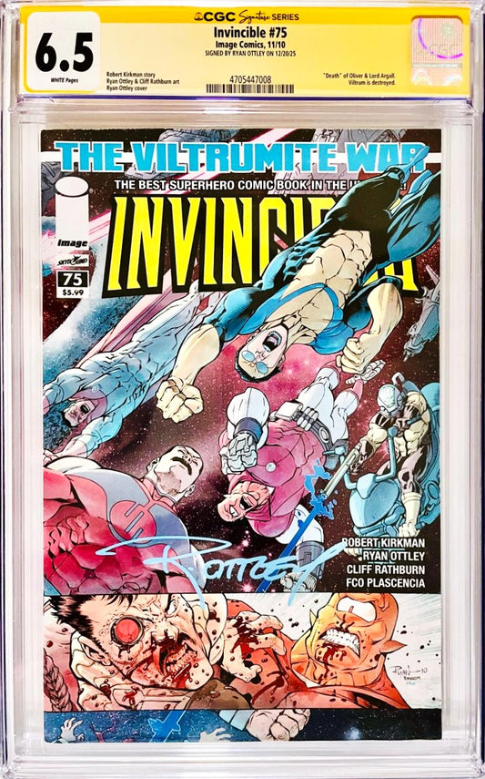 Invincible #75 November 2010 Image Comics CGC 6.5 Signature Series signed by Ryan Ottley featuring The Viltrumite War cover