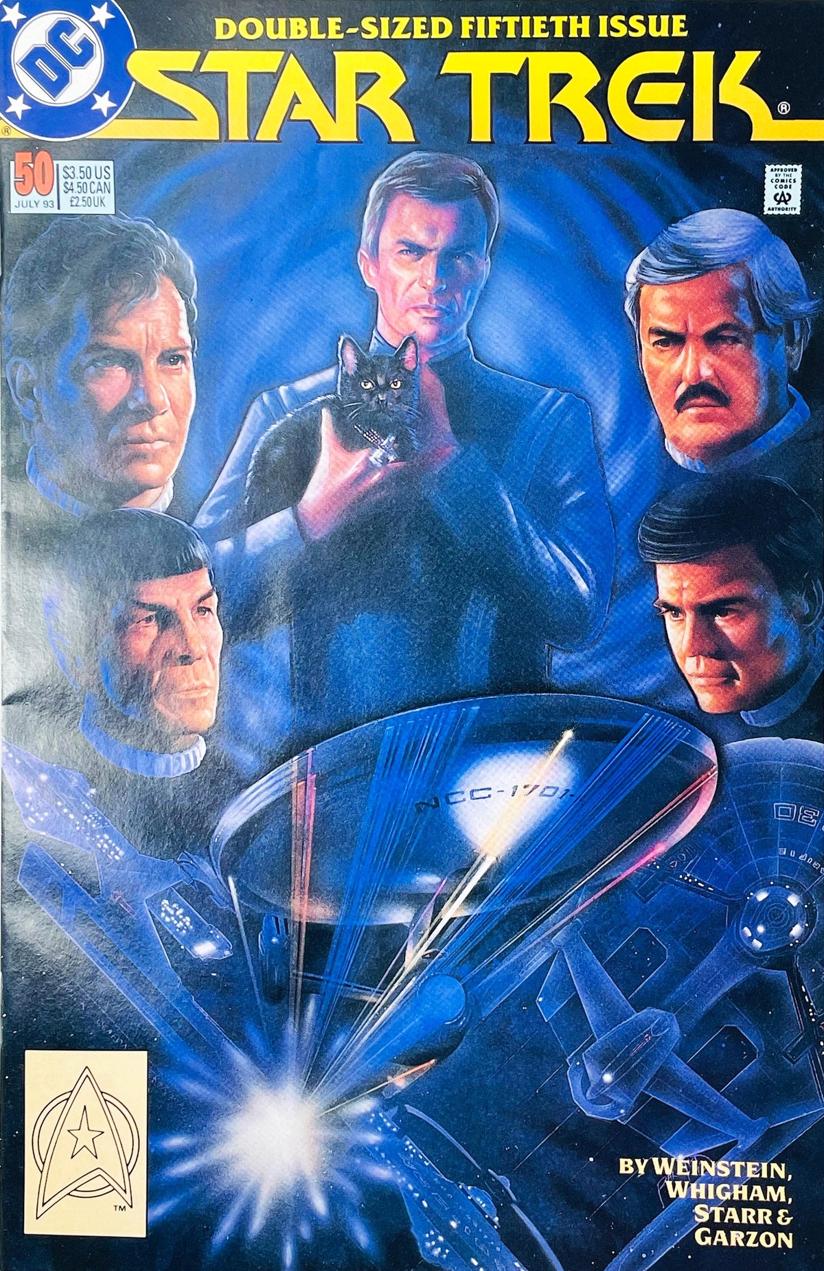 Star Trek #50 July 1993 DC Comics double-sized 50th issue featuring Captain Kirk, Spock, Scotty, Chekov and the USS Enterprise