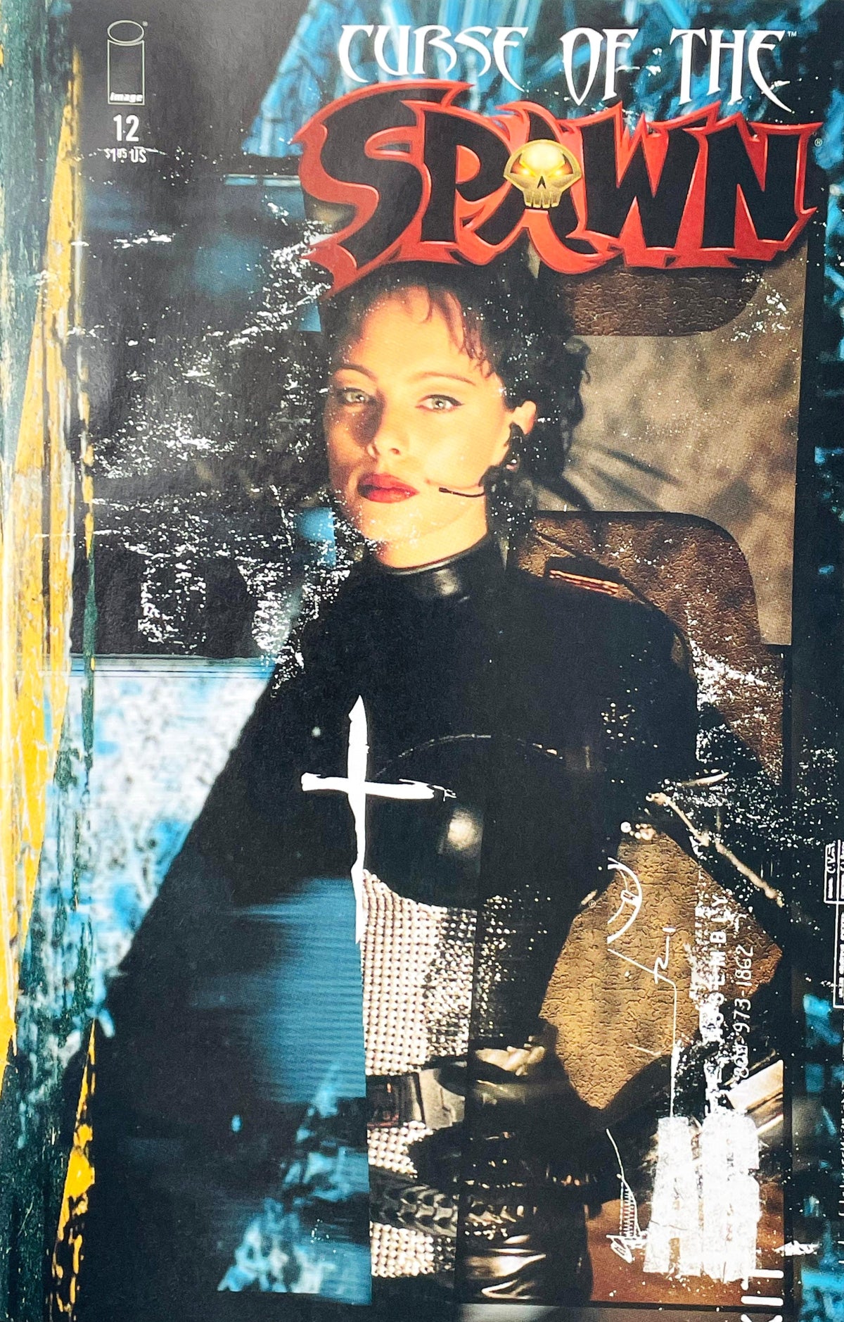 Curse of the Spawn issue 12 comic book published by Image Comics featuring a Brent Ashe photo-montage cover art of assassin Jessica Priest in tactical gear.