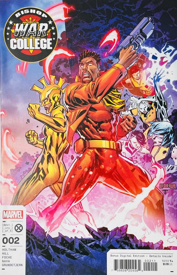 Bishop War College issue 2 comic book published by Marvel Comics featuring Ken Lashley cover art of Lucas Bishop and Armor powering up with energy.