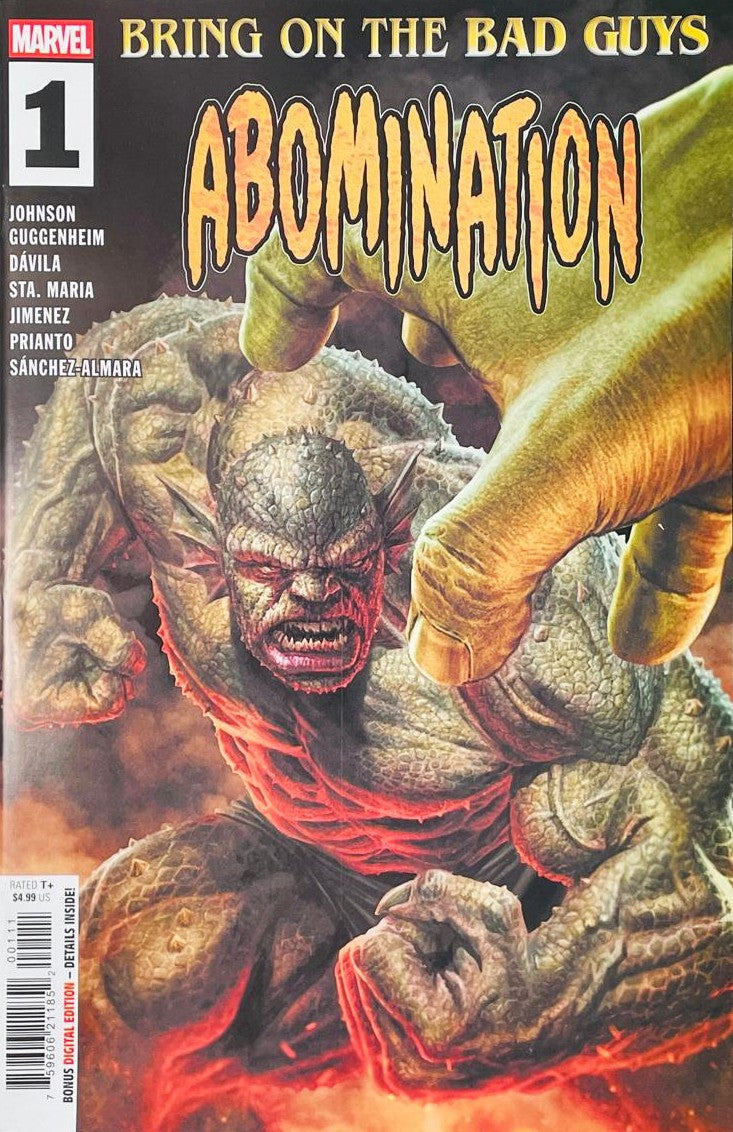 Bring On The Bad Guys Abomination issue 1 comic book published by Marvel Comics featuring Philip Tan cover art of Abomination and Hulk's hand.