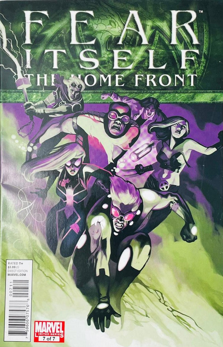 Fear Itself The Home Front issue 7 comic book published by Marvel Comics featuring Marko Djurdjevic cover art of Agents of Atlas team leaping into action.