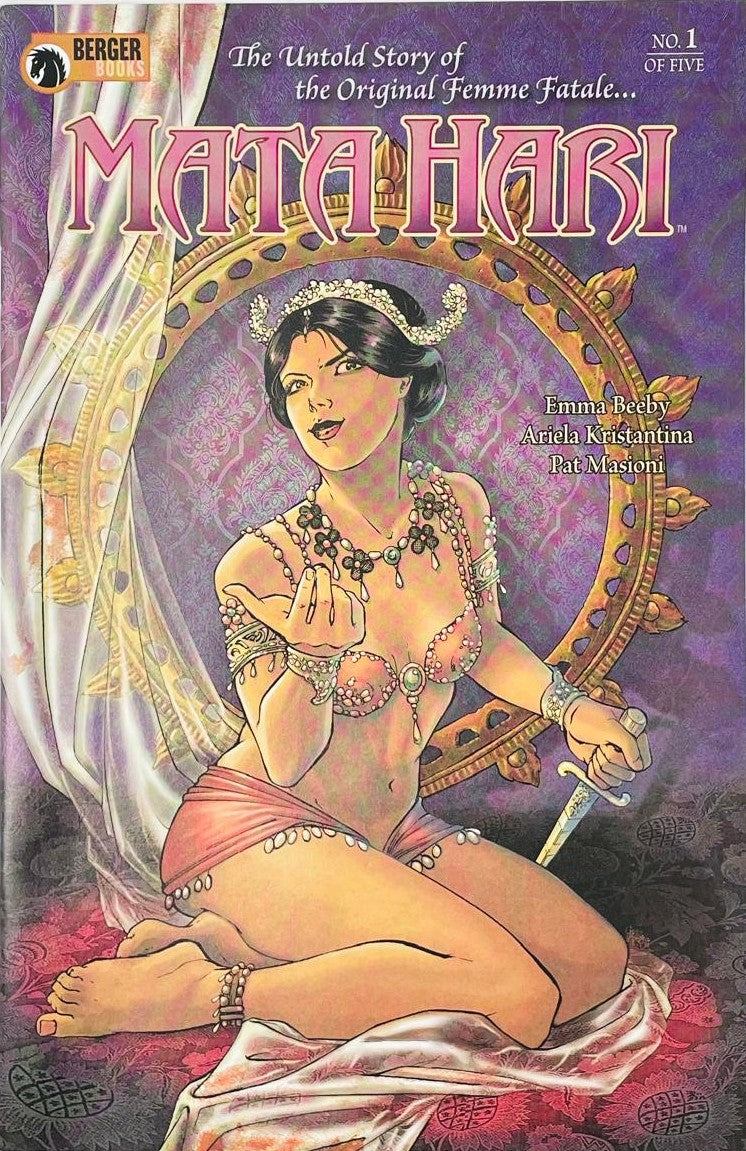 Mata Hari issue 1 comic book published by Dark Horse Berger Books featuring Ariela Kristantina cover art of Mata Hari in exotic dancer attire holding a dagger.